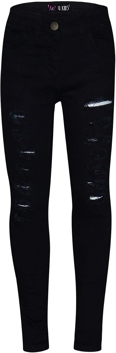 A2Z 4 Kids Jeans Lightweight Denim Ripped Pants Comfort Skinny Stretch Jeans Trendy Stretchable Pants for Girls Age 3-14