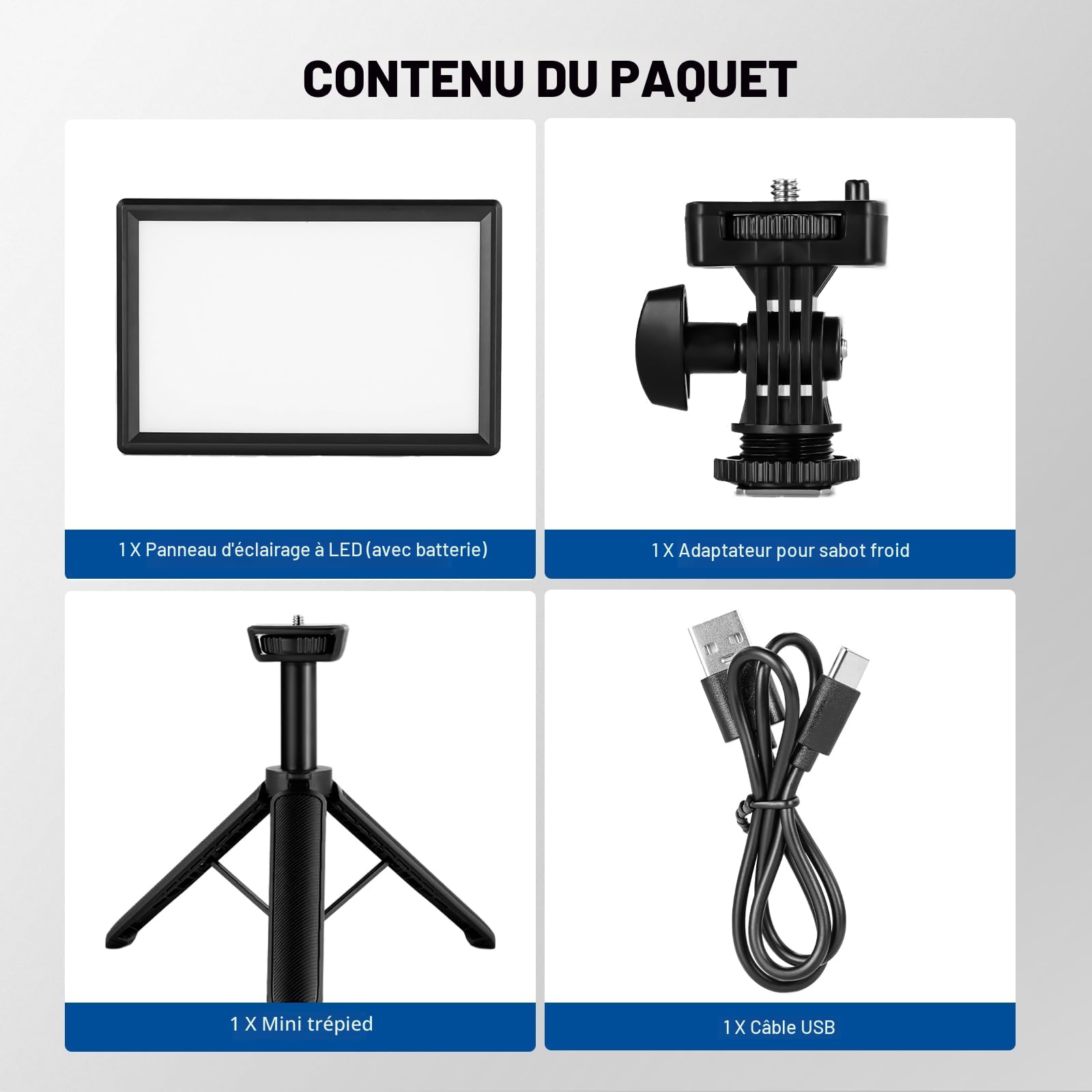 NEEWER 9" Panneau lumineux LED lumière pour appareil photo reflex numérique avec mini trépied, batterie 4000mAh, ports USB Type C, 3200K ~ 5600K CRI95 + 600Lux photographie vidéo streamingt, NL-116AI