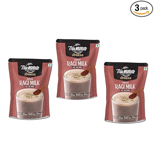 Xpress - Healthy Millet Drink - Instant Mix | Nutrition for Adults (both Men and Women) and Kids- Health,Strength and energy| No Preservatives| Popped Ragi Milk -200g (Pack of 3)