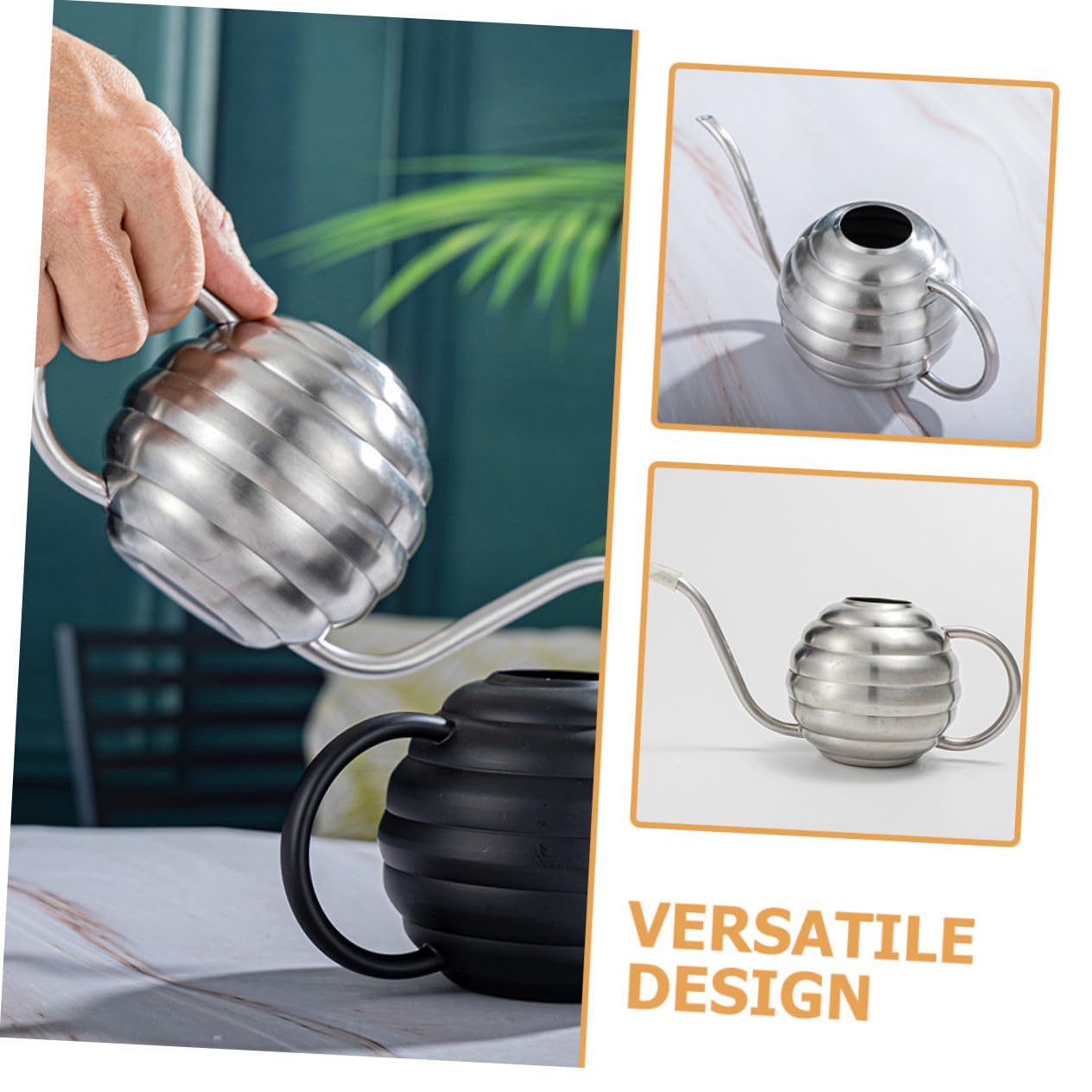 VICASKY Annaffiatoio in Acciaio Inossidabile con Beccuccio Lungo Ergonomico Versatile e Resistente per Piante da Interno ed Esterno Adatto Bonsai e Vasi Piccoli