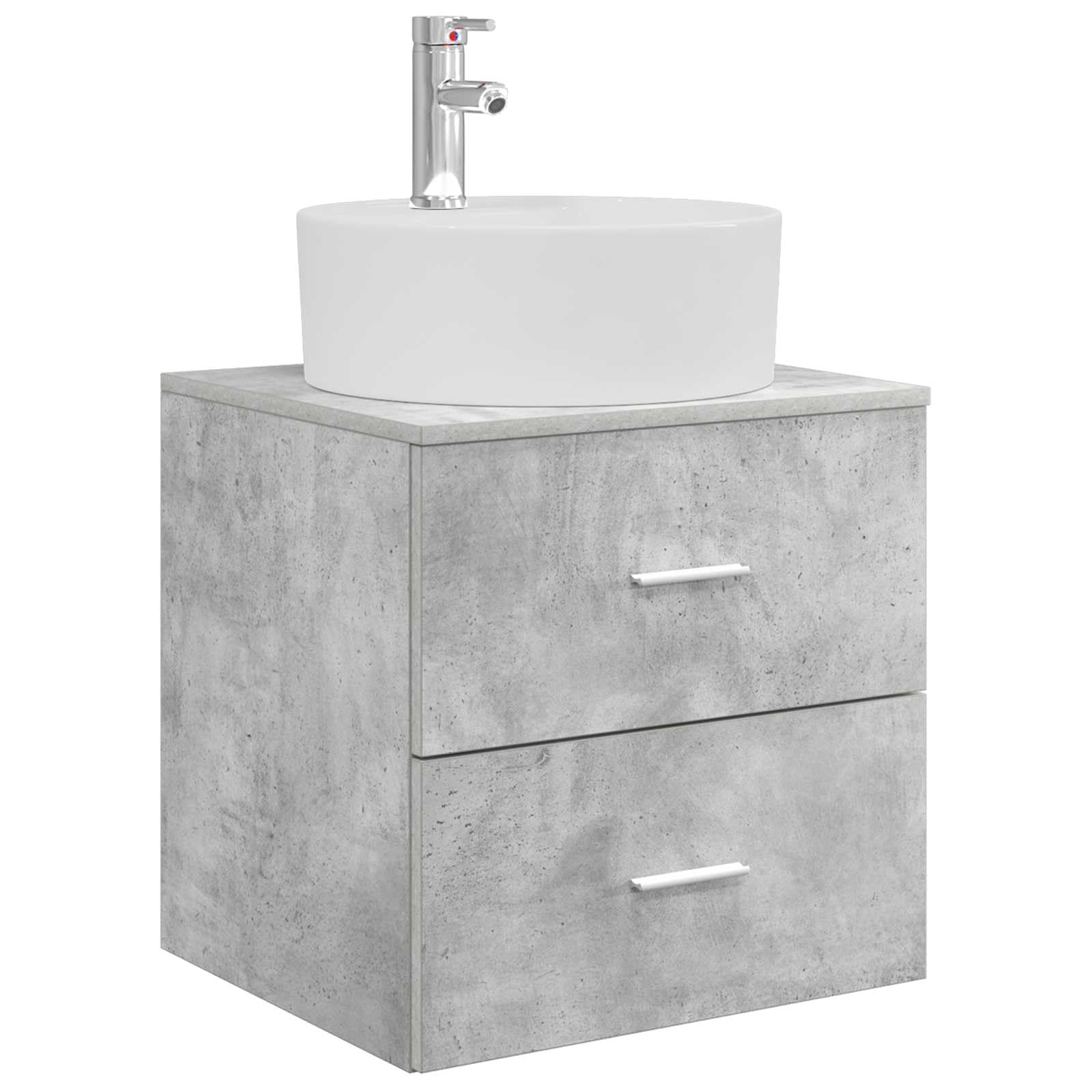 Vidaxl Concretegrey Wall-Mounted Sink Vanity Concrete Grey 49.5 X 44.5 X 65 Cm, Modern Bathroom Vanity, Compact Sink Unit, Wall-Mounted Storage, Space-Saving Cabinet, Engineered Wood Design, Functional Use