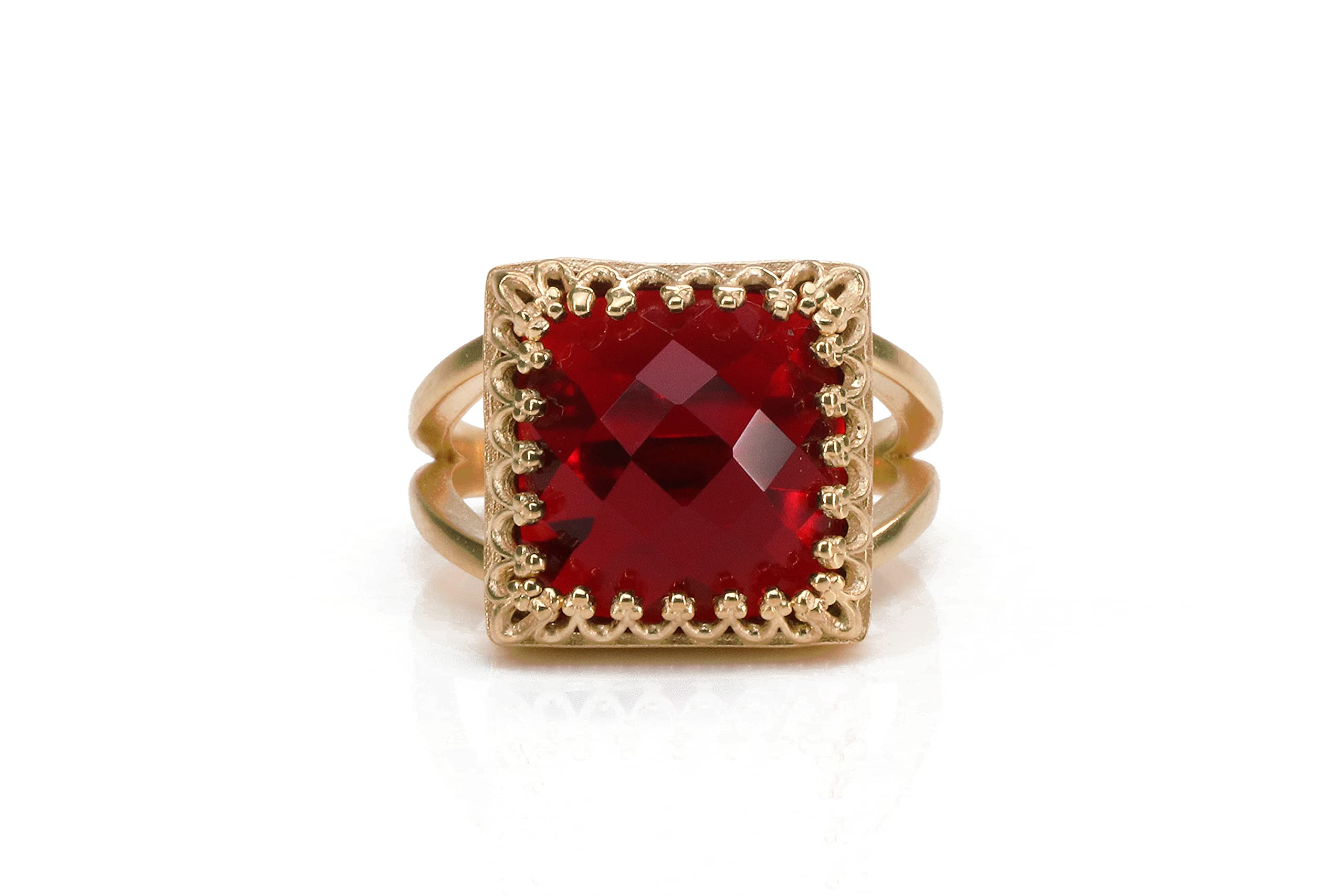 Roter Granat Geburtsstein Ring - Charmanter Roter Edelstein Rose Gold Versprechungsring, Hochzeitsring, Verlobungsring, Alltäglicher Zierlicher Ring - Handgemachter Modeschmuck Ringe für Damen