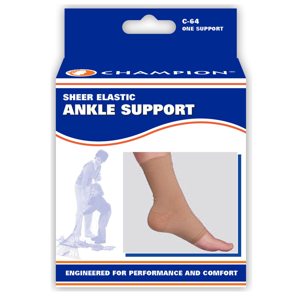 CHAMPION Lightweight Brace Knit Elastic Ankle Support, Beige, X-Large