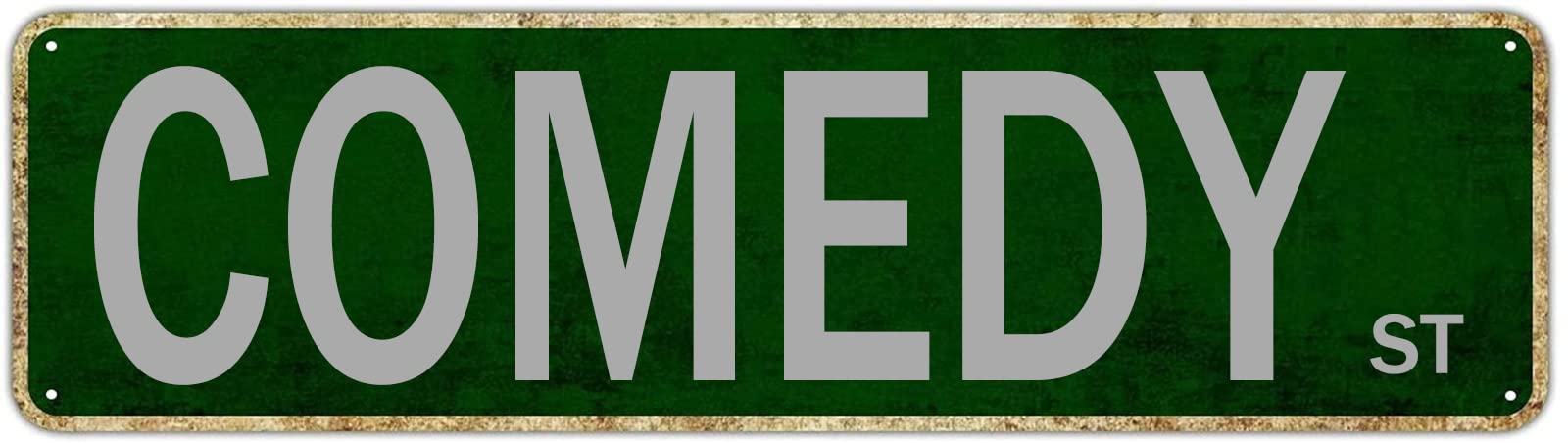 Comedy St Vintage Tin Signs Art Plaque Aluminum for Bedroom Kitchen Garden Wall Pub Club Coffee Hanging Decor 4x16 Inch