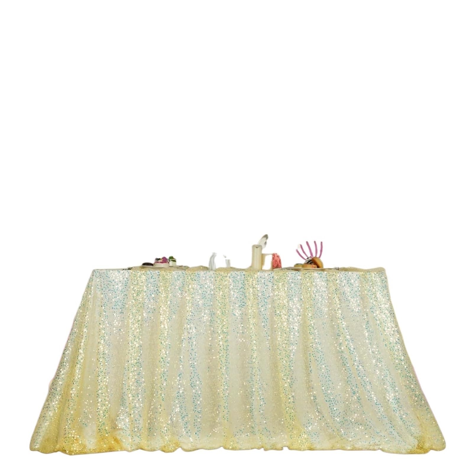 EKalgretrA Sequin Tablecloth Glitter Sequin tablecloth Table Runner for Party Wedding Holiday Decoration Cloth(Golden,125x150cm)
