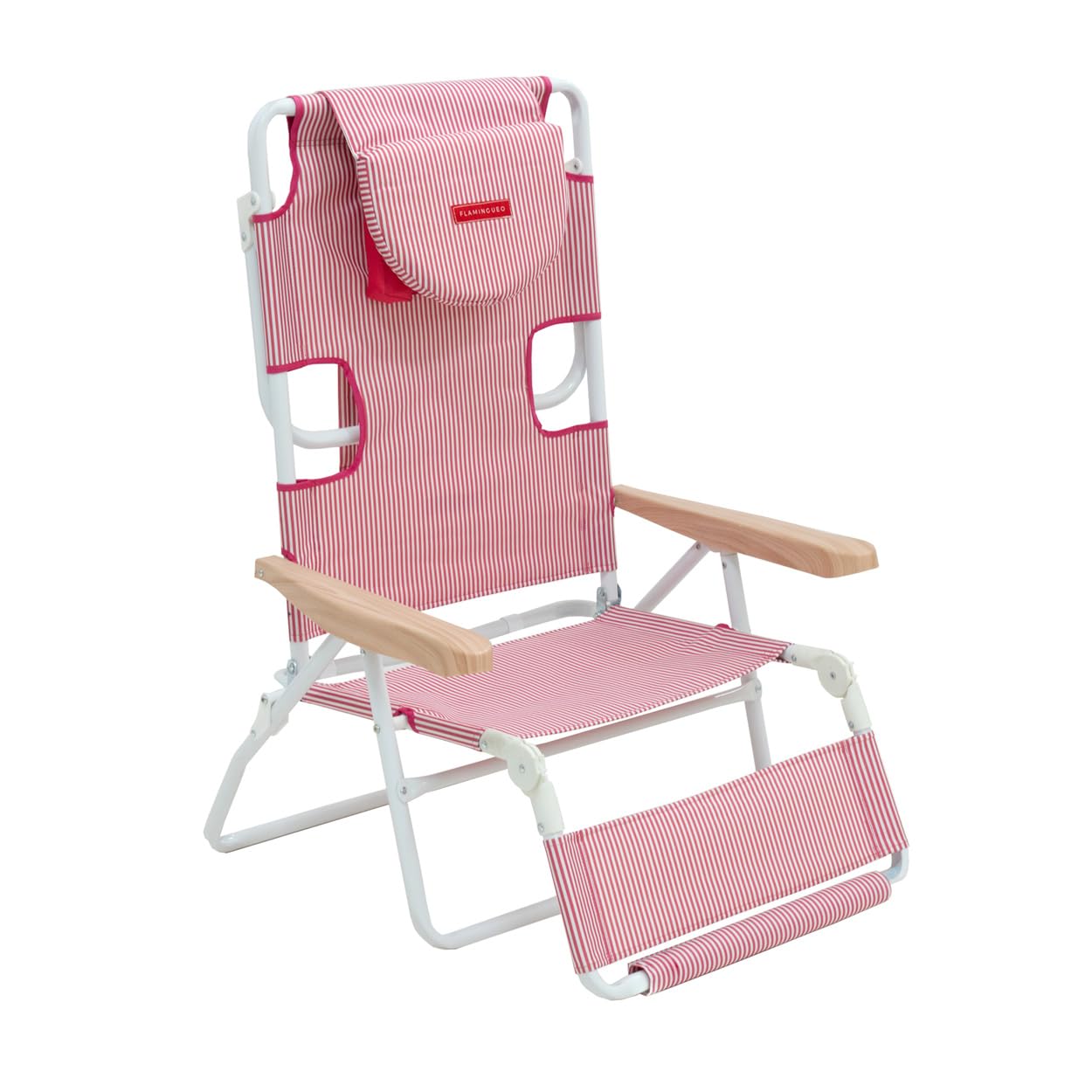 Flamingueo Silla Playa - Tumbona Plegable, Hamaca Playa, Silla Playa Plegable Reclinable 5 Posiciones, Agujero Cabeza y Brazos, Silla Piscina Plegable