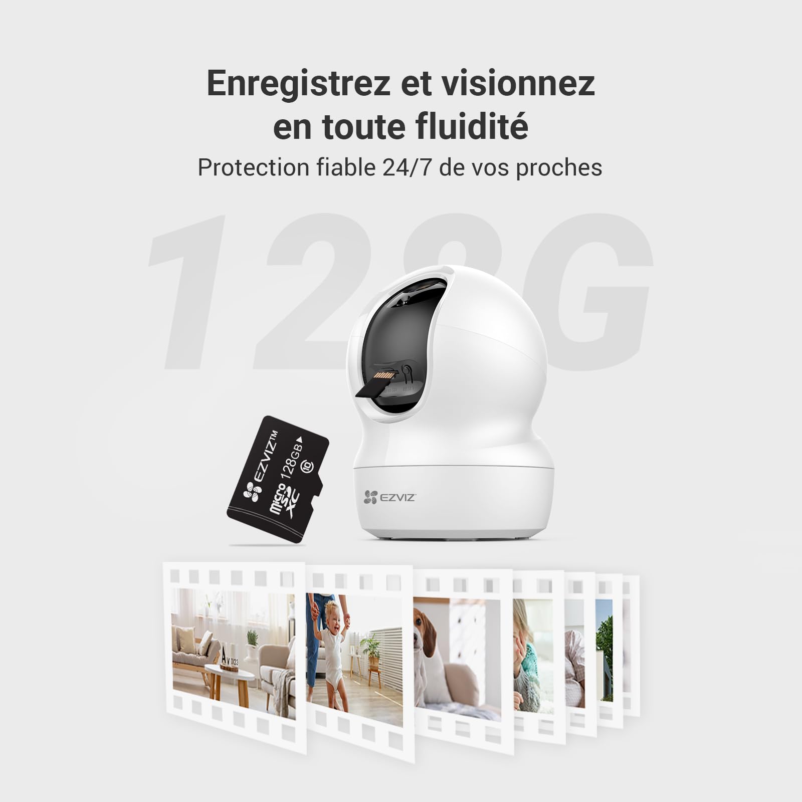 EZVIZ Carte Micro SD 128Go, Carte Mémoire microSDHC, Vitesse de Lecture Allant jusqu'à 90MB/S, Classe 10, U3, UHS-I