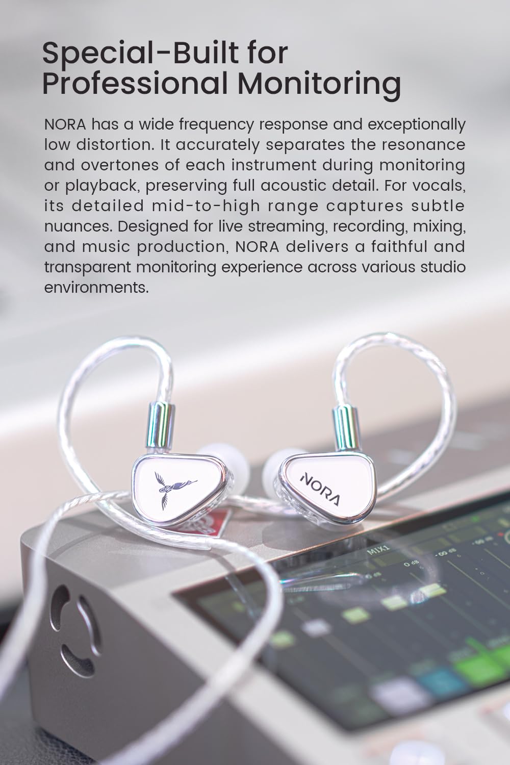 TANCHJIM Nora Mono Dynamic HiFi IEM słuchawki douszne instrumenty muzyczne popularne wokale słuchawki