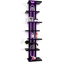 Homaterial 7 Tiers Floating Shelves Wall Mounted, Tall Lack Wall Shelf for Small Spaces, RGB Staggered Vertical Shelves for Storage & Decor for Bathroom, Kitchen, Bedroom,Dressing Room, Black