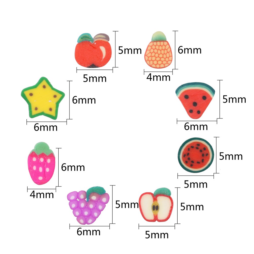 DECORA Mini tranches de fruits fimo 3D de 0,6 cm pour slime, loisirs créatifs, nail art et décoration de visage
