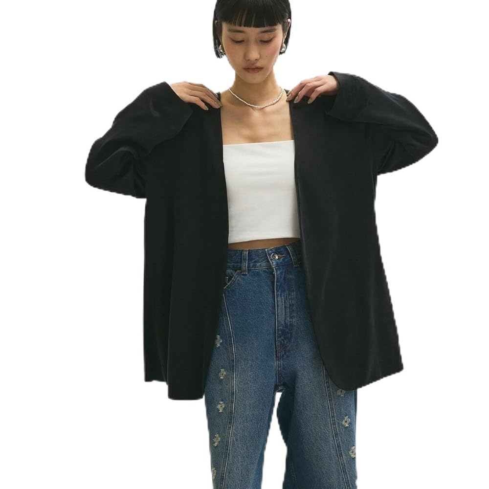 Amazon | [アダムエロペ] カラーレスジャケット スミクロ(05) F