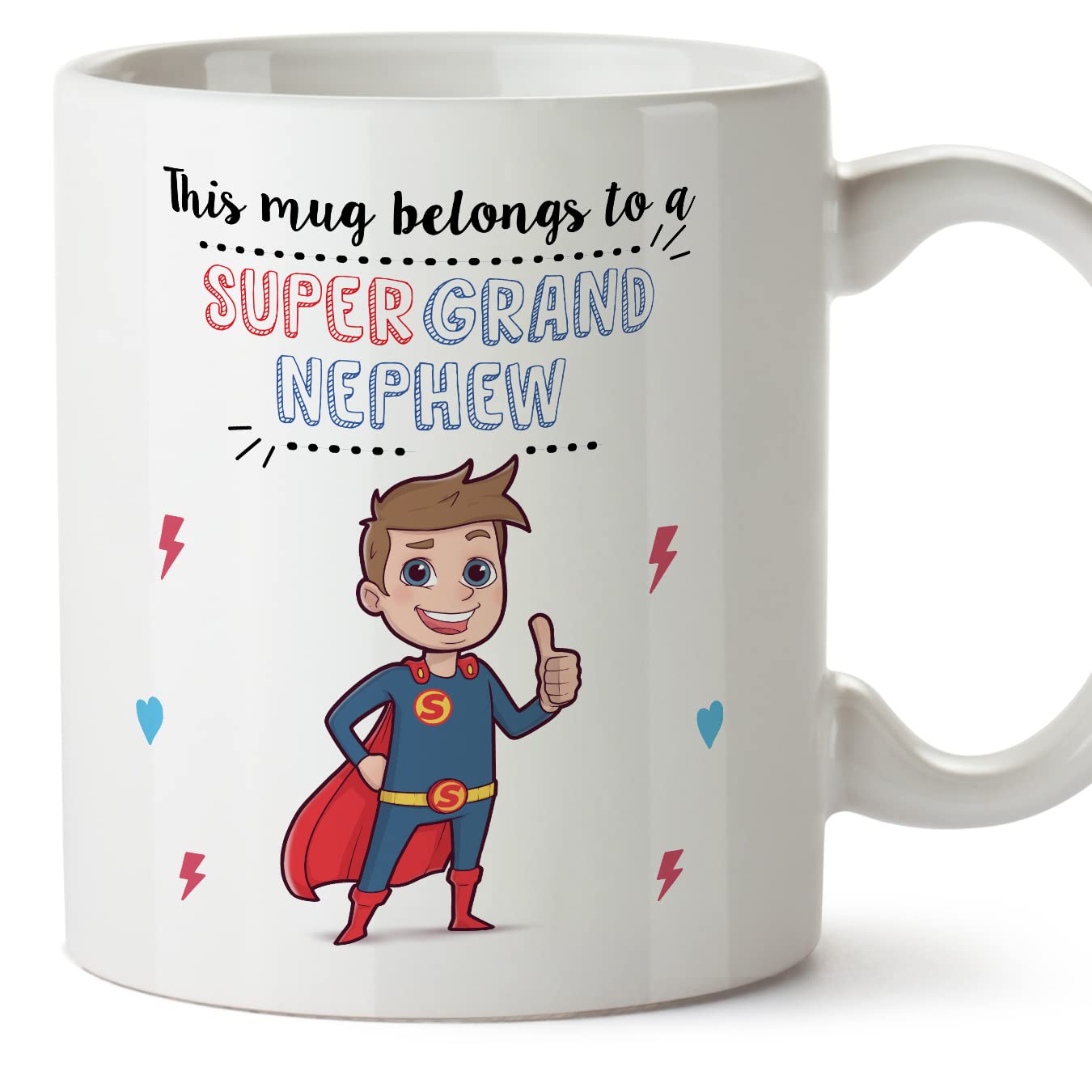 MUGFFINS Grand Nephew Mug - in English - Super Family - Funny Gift - Ceramic 11oz Mug