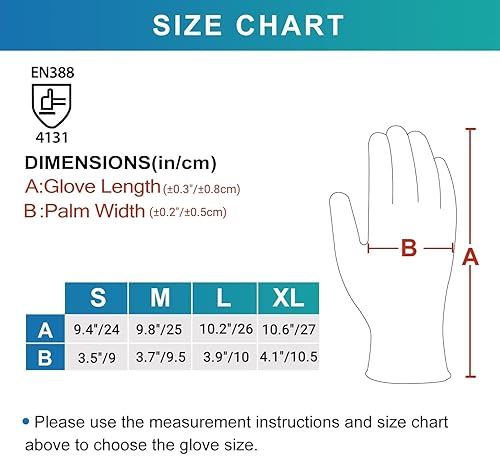 Miniatura 6 de PROMEDIX P Guantes de trabajo recubiertos de nitrilo, 12 pares de guantes de trabajo de seguridad para hombre, EN388-4131, guantes de nailon y