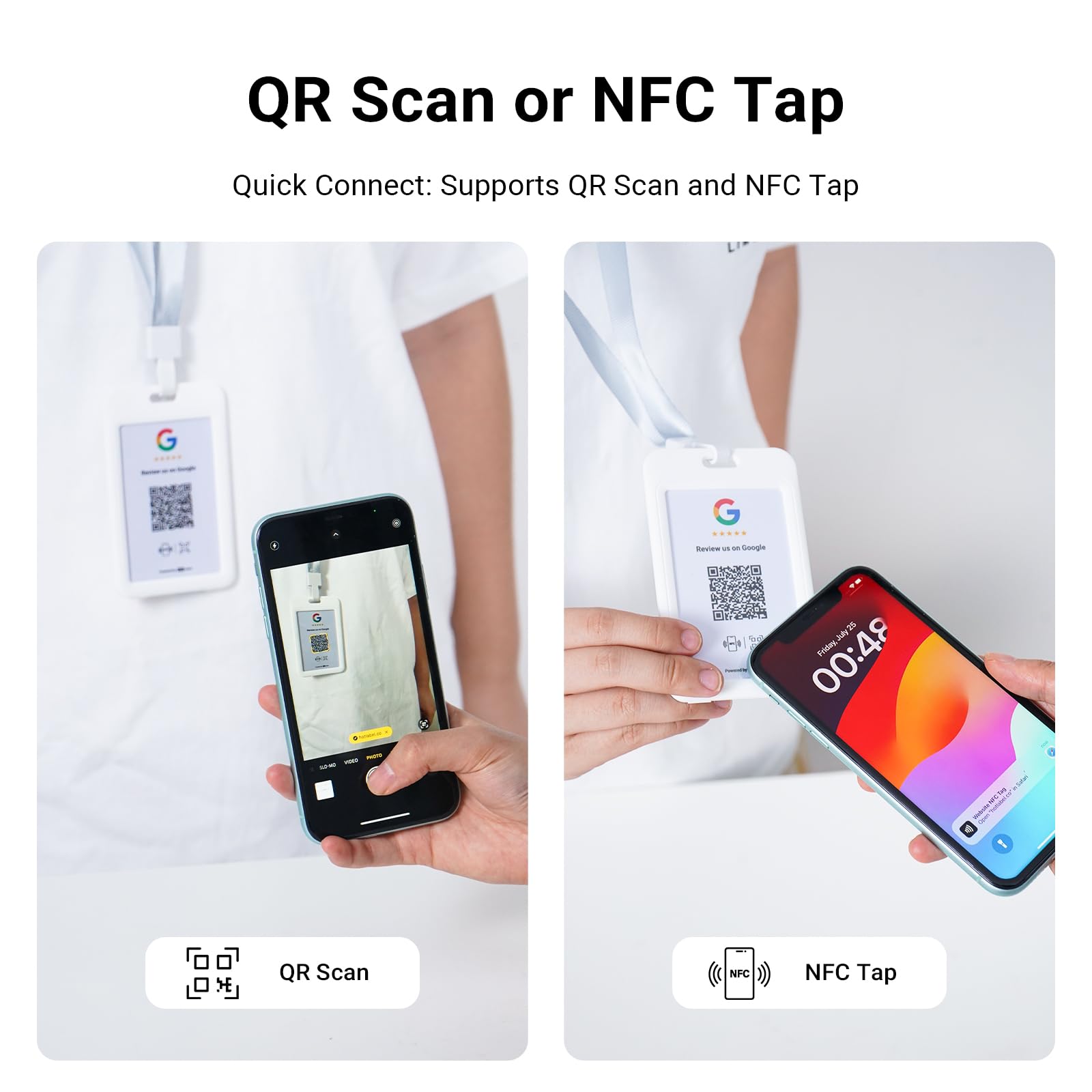HotLabel Review Stand 1-Pack + Bonus Review Tap Card 1-Pack - White - NFC Tap & QR Code - For Business Review - Supports 2 Different Stores or Same - No App/Subscription