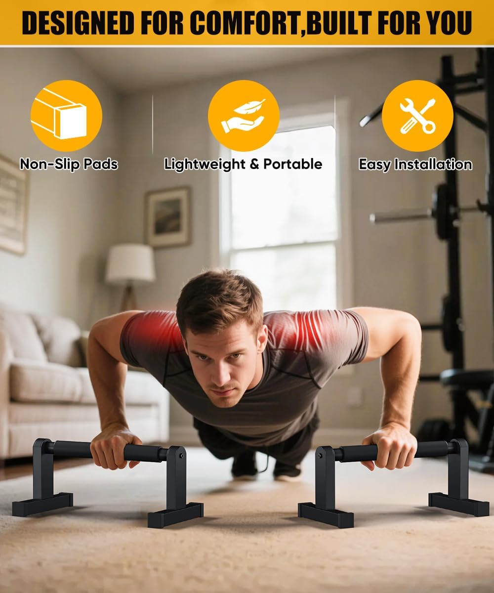 Push Up Bars | Heavey Duty Parallettes Dip Bar with Non-slip Grips for Calisthenics Planche L Sit Handstand Fitness Floor Workout, Pushup Station Handles Stand for Gym Strength Training - Image 6