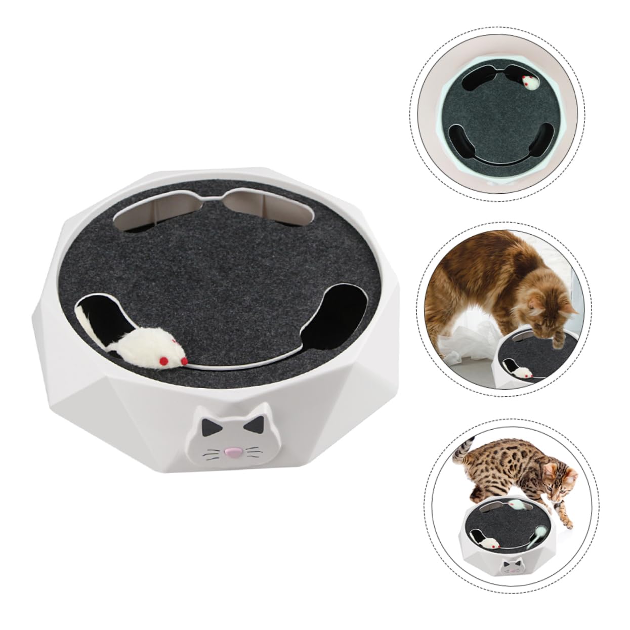 Toddmomy Elektronisches Katzenspielzeug mit Maus, Weiß, Batteriebetrieben | Abs Gehäuse, 3 Stück Aa Batterien, Interaktive Grabbewegung, für Haustiere und Katzen