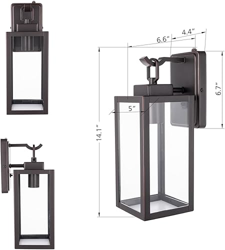 Miniatura 3 de Farol de pared para exteriores del atardecer al amanecer, luces de porche frontal antioxidantes, apliques de pared exterior impermeables y vidrio