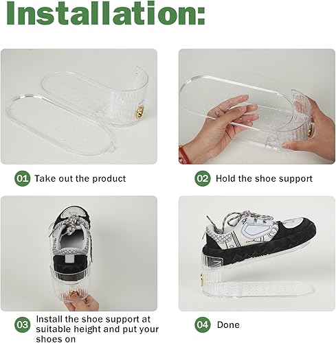 Miniatura 3 de Organizador de ranura ajustable para pares de zapatos, ahorra espacio, estante elevador de doble cubierta, organizador de armario (transparente,