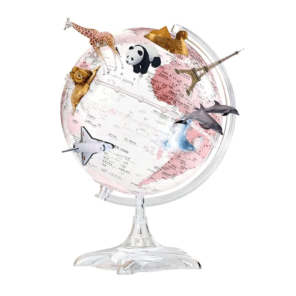 KRXSOBNV Globe, 8.5 Inch Ar Automatic 360° Rotating Globe with World Map Educational Clear Text Marking(I)