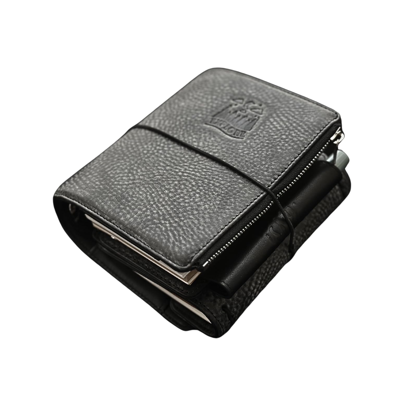 Burxxong A7 Pocket Size Organizer Genuine Italian Alaska Leather Refillable Journal,Stalogy Rings Planner, 3-Fold Style with 25mm Ring Binder, TN