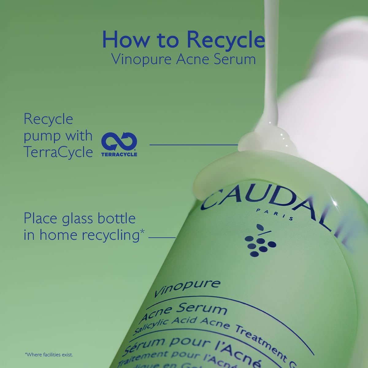 Caudalie Vinopure Acne Treatment, Salicylic Acid Serum to Treat and Prevent Blemishes - 30 mL