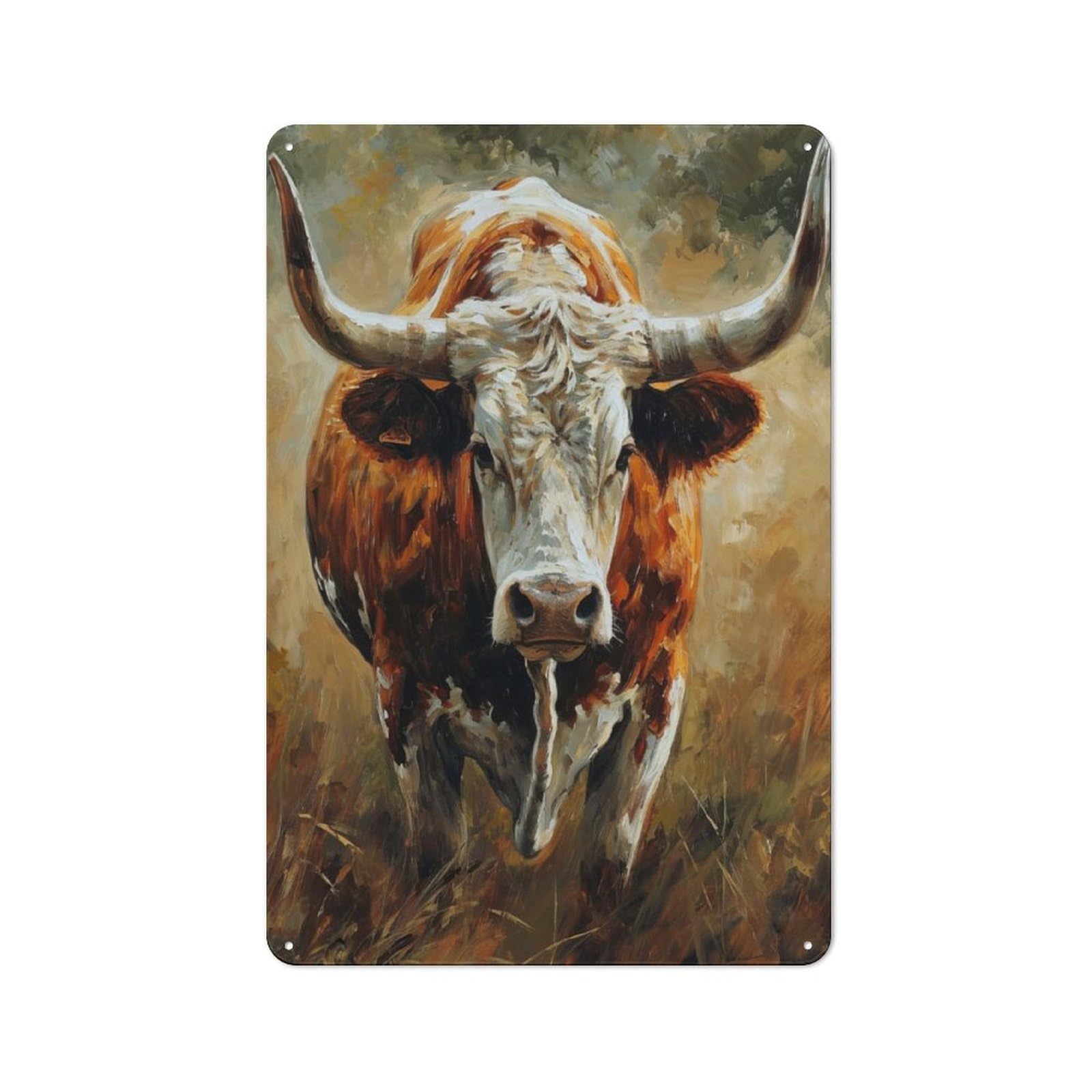 Junmoney Bovine Gaze Tin Wall Plaque 30X20cm With For Bar Or Restaurant, Suited To Restaurant Interior Fans