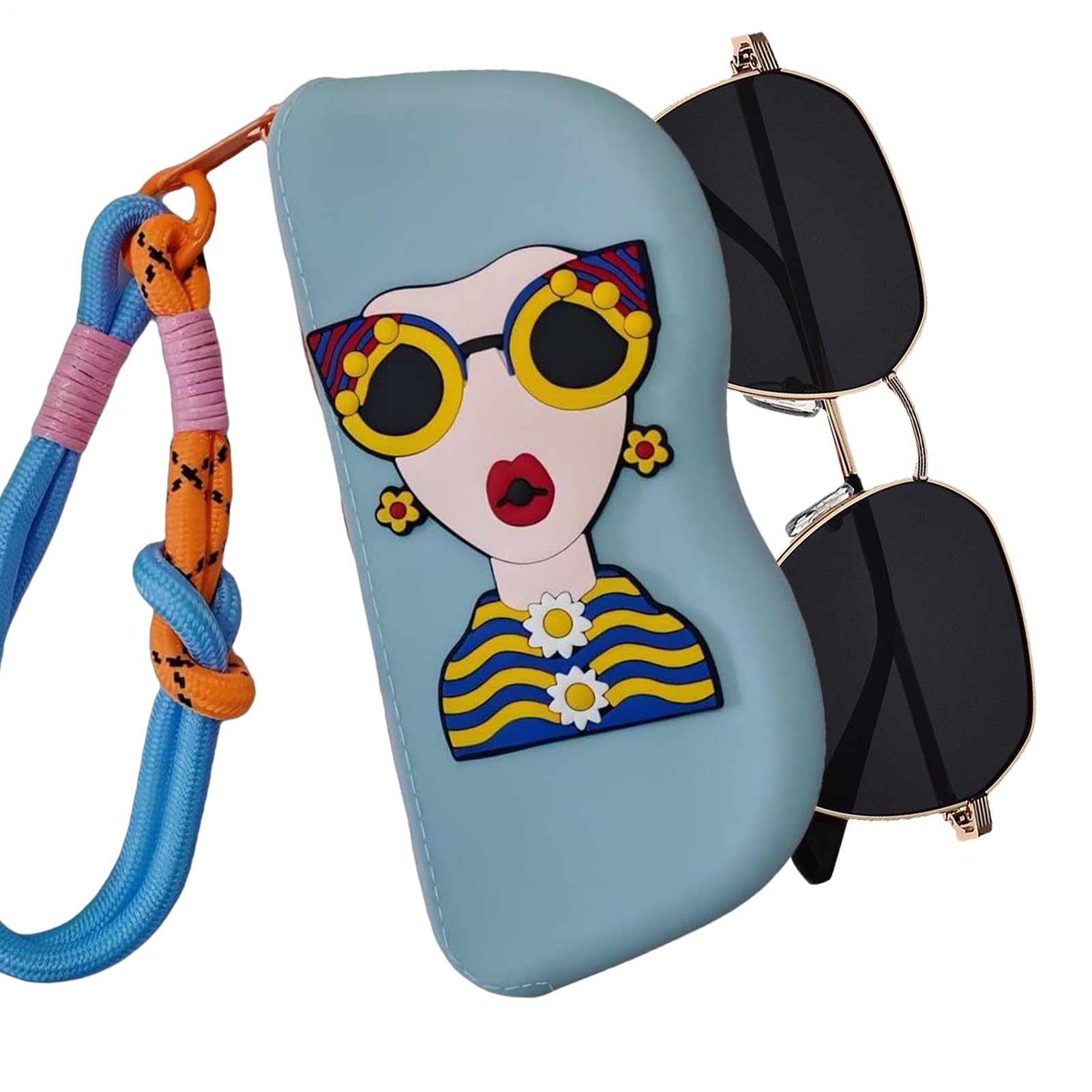 Generico Portaocchiali - Organizer Grazioso per Occhiali da Ragazza,Portaocchiali Da Sole Morbido In Silicone Con Laccetto Polso, Borsa Per Viaggio Escursionismo All'aperto