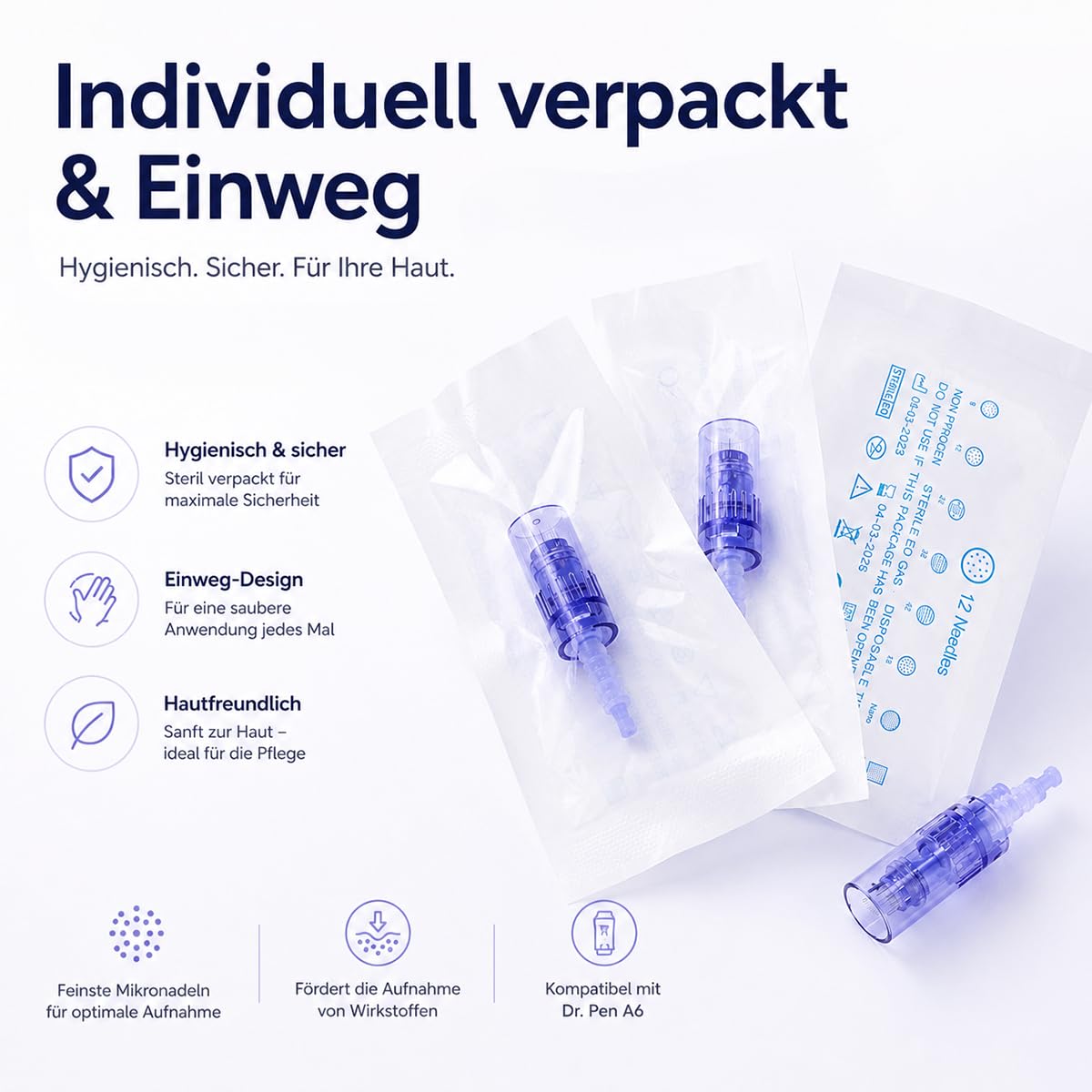 P-Beauty - Cartucce ad ago universali per dispositivo A6 Dermapen - Microneedling con microaghi per il rinnovamento della pelle, anti-invecchiamento, cicatrici da acne, macchie di pigmento - Adatto