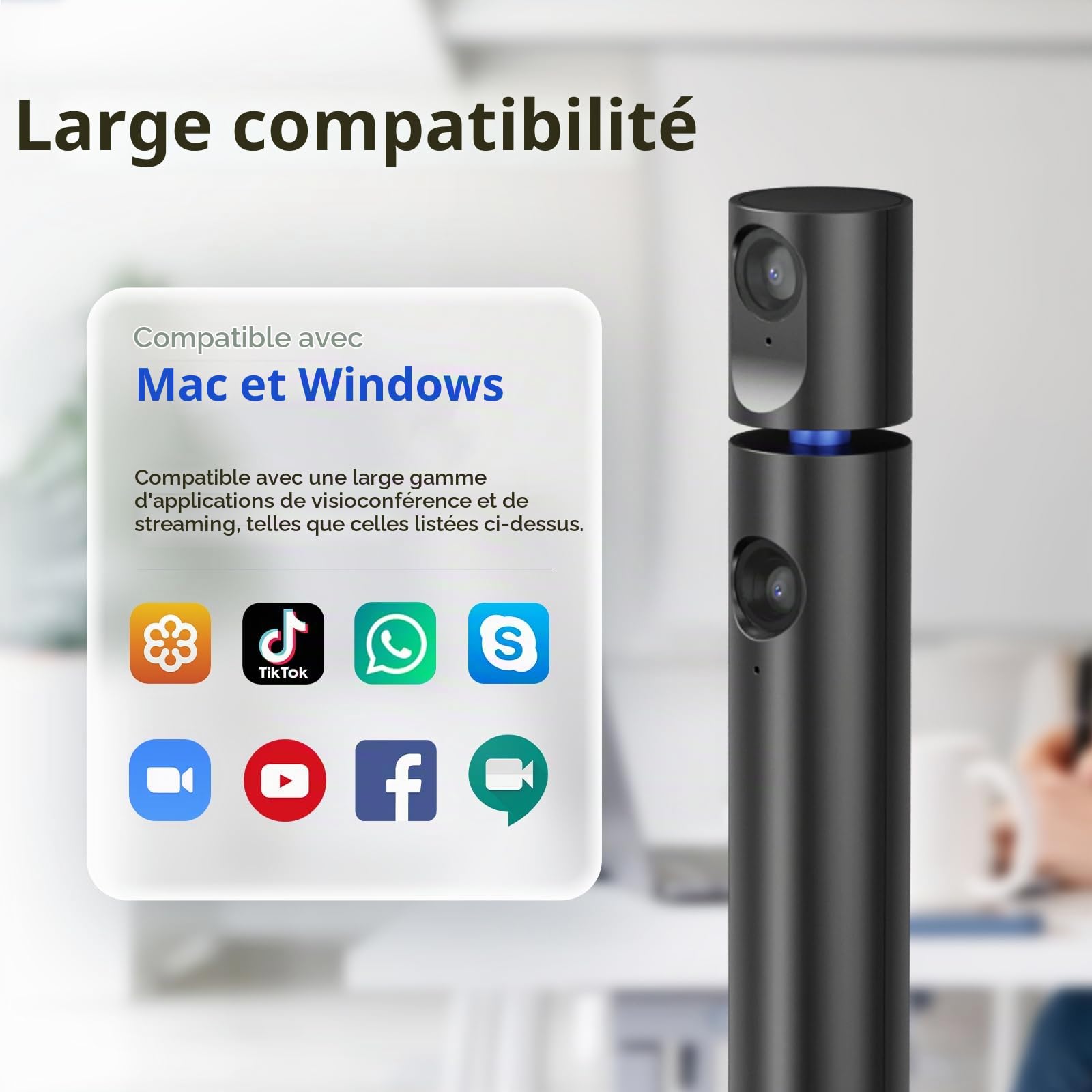 CZUR Halo 1080P Full HD Double Webcam, Caméra Web avec Microphone