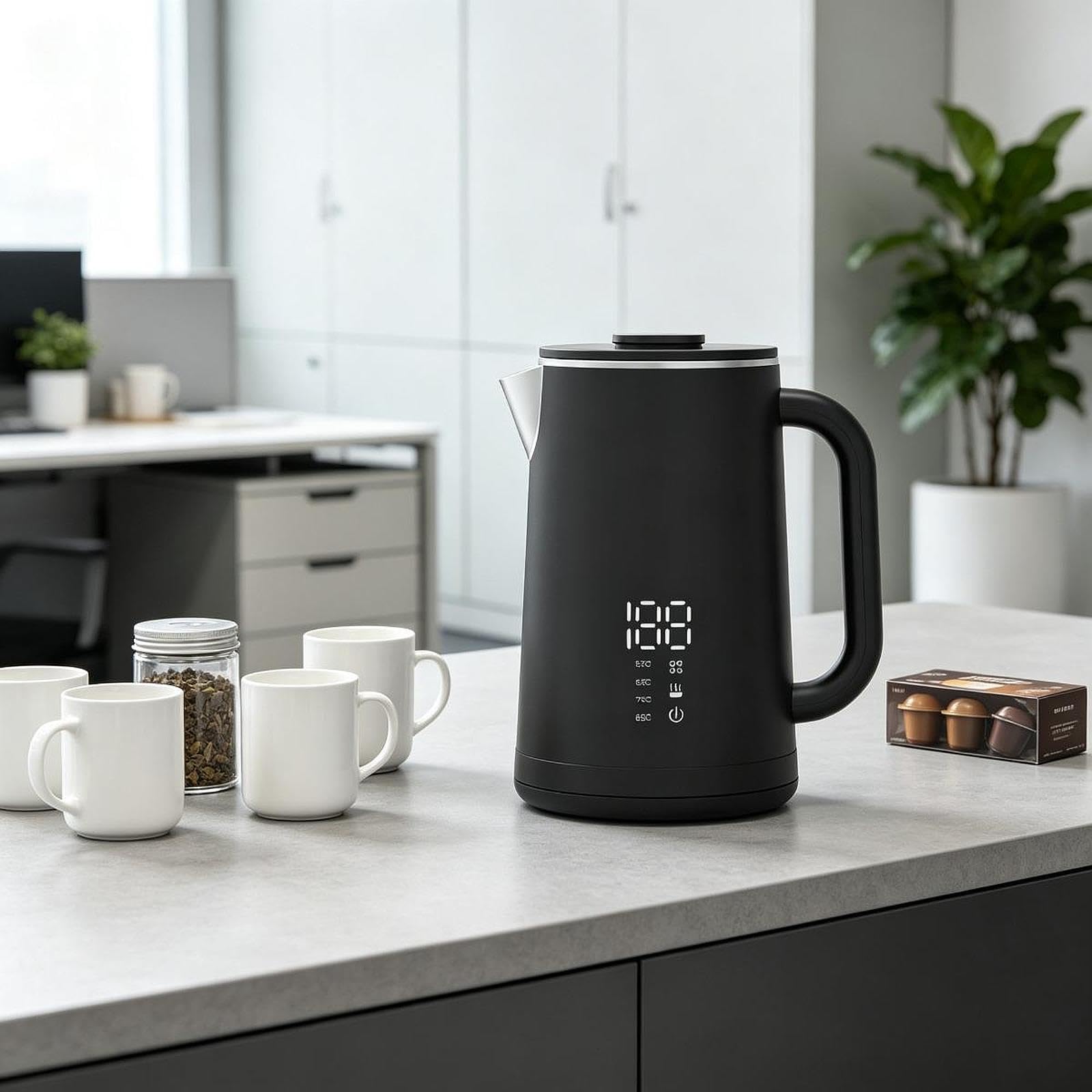 Bollitore Elettrico con Termostato Regolabile in Acciaio Inox Bollitore Ad Ebollizione Rapida con Display Temperatura Mantenimento Caldo Fino
