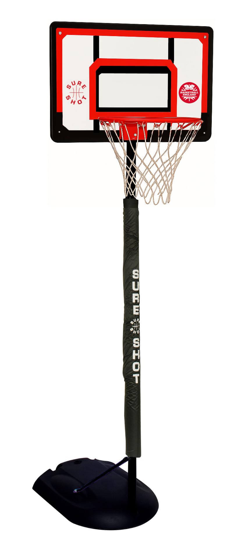 Sure Shot Little Shot Junior Basketball Hoop – Adjustable 1.65m–2.6m, Acrylic Backboard, Portable, Includes 38cm Ring, Indoor & Outdoor – Approved by Basketball England (With Acrylic Backboard)