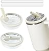 2pcs Leakproof Lid with Straw for Stanley Replacement,No-Spill Cup Lids for Stanley Quencher,Tumbler Flip Straw Lid for Stanley Accessories (Cream, 40oz)