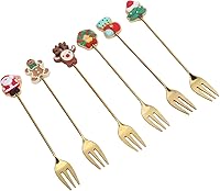 Vista 12 de Juego de tenedores de postre de Navidad lindos tenedores para mezclar de acero inoxidable, decoración de vajilla para fiesta de Navidad
