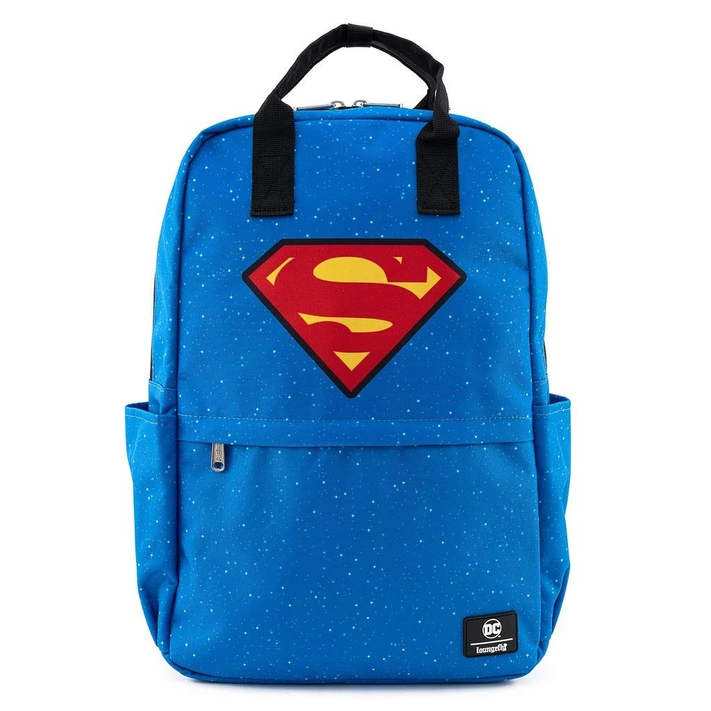 Loungeflyx DC Comics Superman Shield and Stars Nylon Backpack