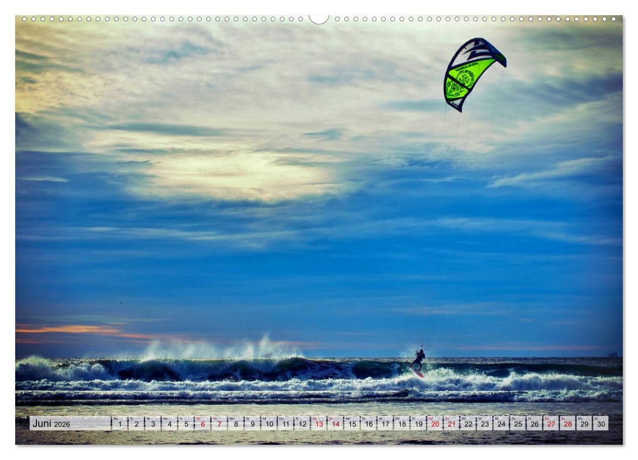 Kitesurfen - Action pur (hochwertiger Premium Wandkalender 2026 DIN A2 quer), Kunstdruck in Hochglanz: Spektakuläre Actionszenen, aufgenommen an traumhaften Surfspots (CALVENDO Sport)