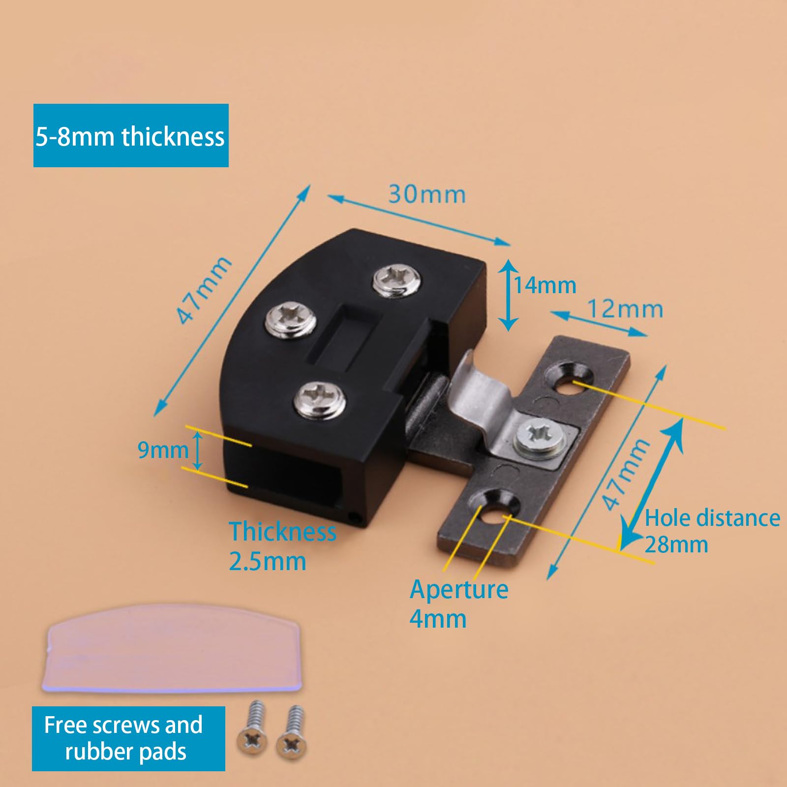 2 Pieces Zinc Alloy Hinge, Glass Door Pivot Hinge Kit - Image 2