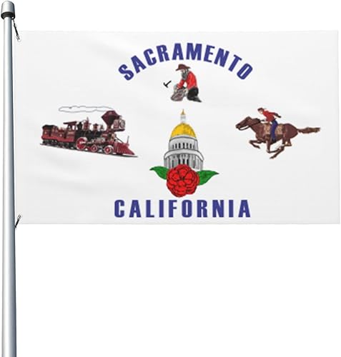 LIICHEES Bandera de Sacramento, California (1964-1989) Bandera decorativa de poliéster de doble cara de 3 x 5 pies, bandera decorativa de poliéster
