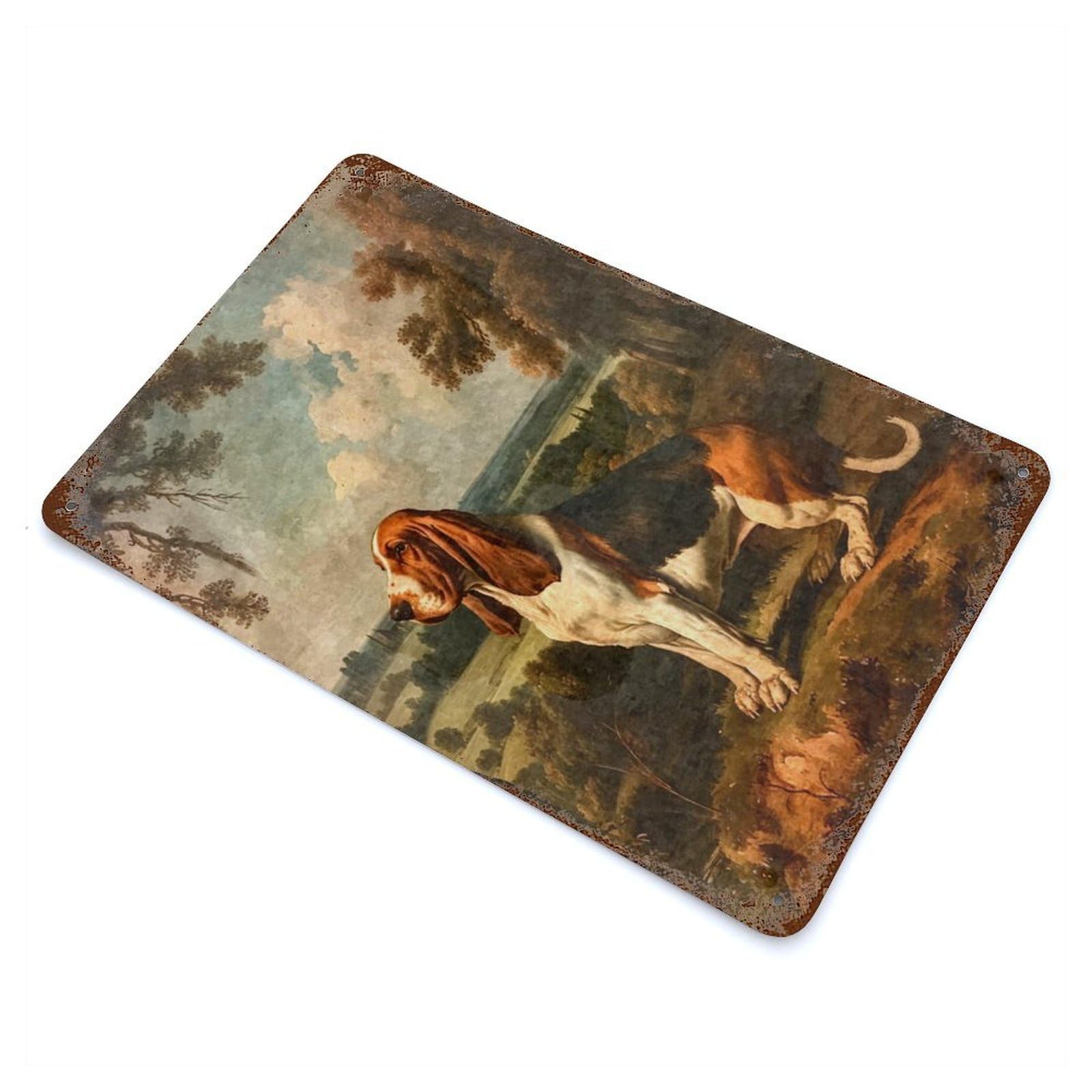 Basset Hound Vintage Oil Rust Effect Tin Sign 11.8"x7.9", Ideal for Garage, Bar And Workshop Decor
