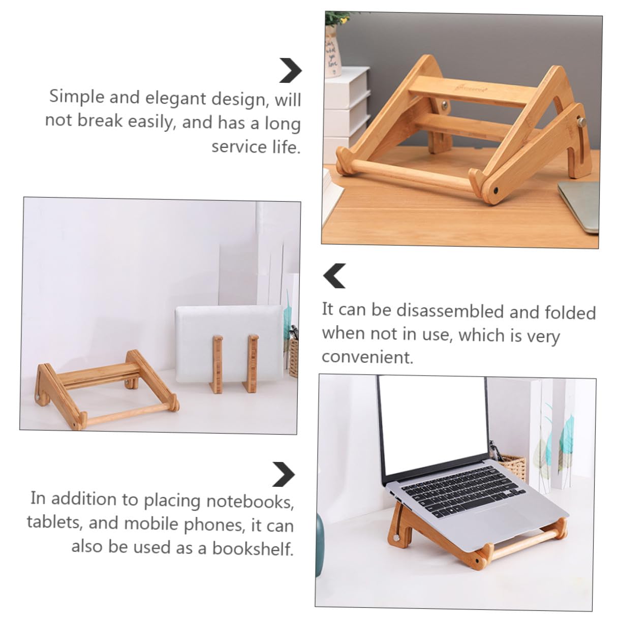 Holibanna Supporto Portatile in Legno per Laptop Regolabile e Pieghevole Supporto Ergonomico per Computer 13-156 Pollici Accessorio Multifunzionale per Notebook Tablet e Smartphone per
