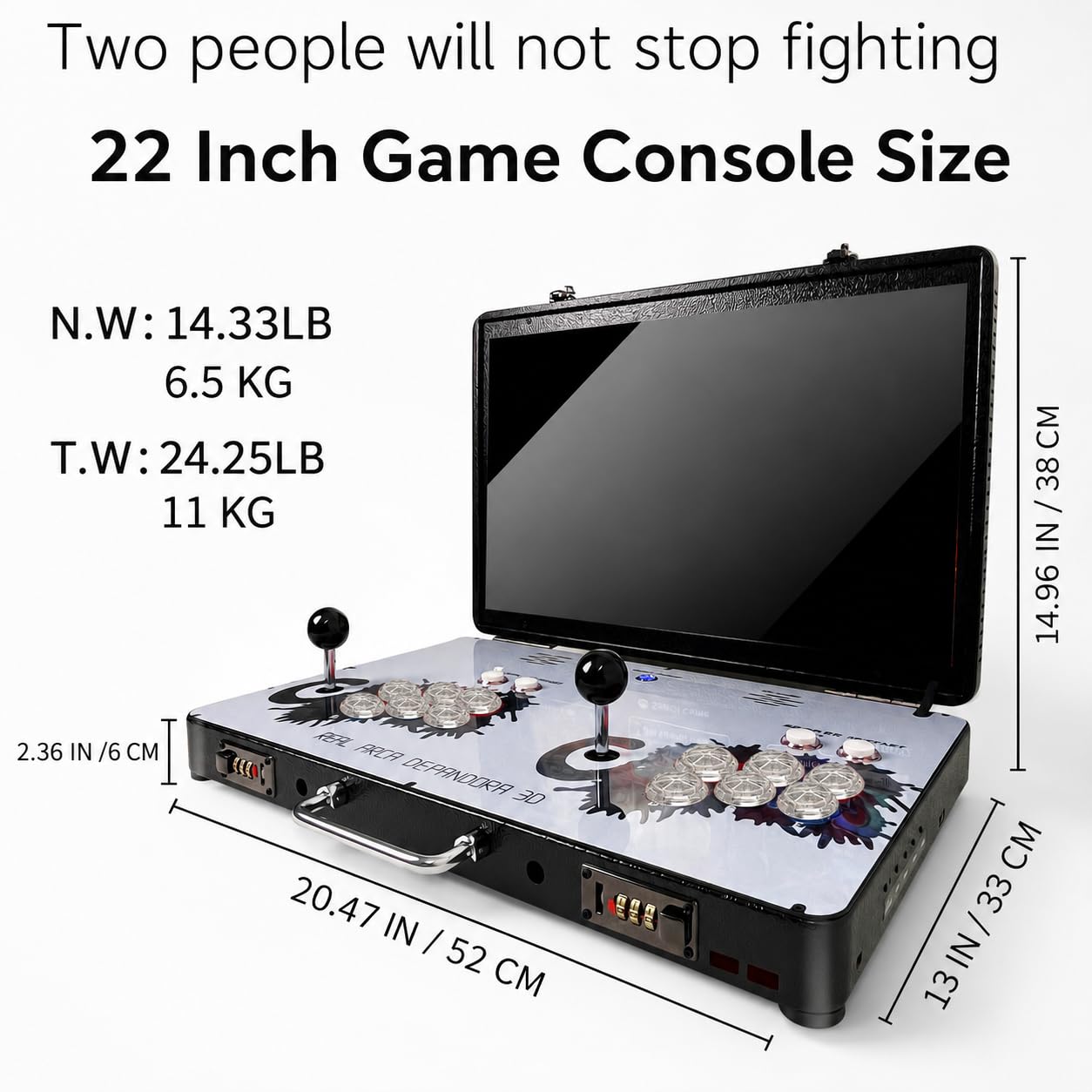 Arcade pieghevole per 4 giocatori con schermo a LED da 22 pollici e joystick Sanwa, 8.000 giochi retrò inclusi