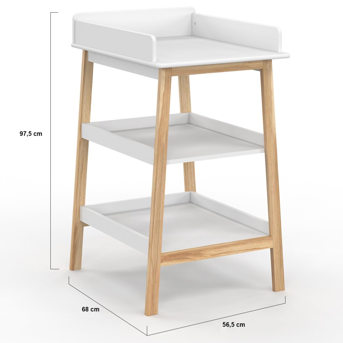 IDMarket - Table à Langer MAHE avec 2 étagères façon hêtre et Blanc