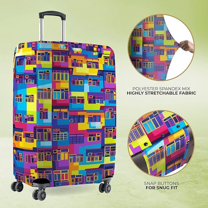 Image of Printed Travel Luggage Cover for Suitcase - Stretchable & Scratchproof Trolley Bag Protector