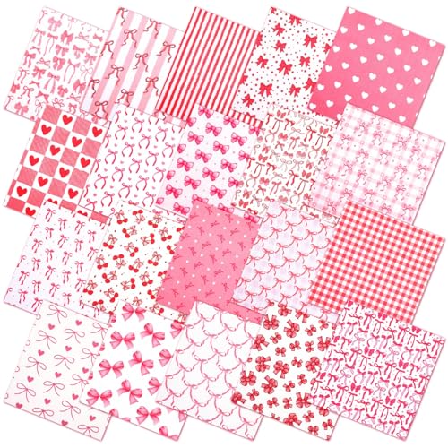 Ganeen 60 Pcs 10 x 10 Inch Pink Bows Quilting...