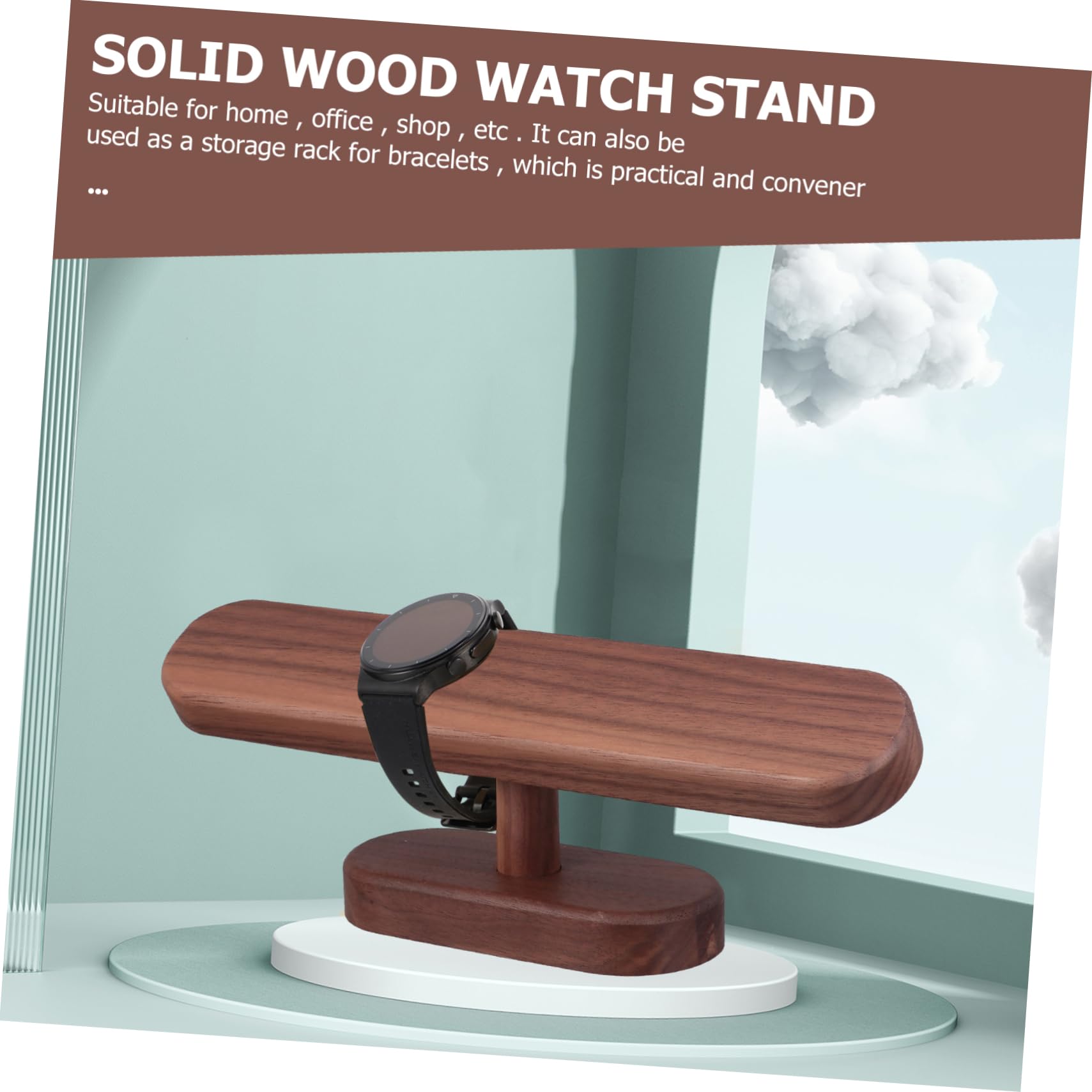 Présentoir de bijoux et montres en bois de noyer - Petit présentoir de bureau pour bracelets, accessoires, solution de rangement pour la maison et le magasin