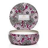 Voluspa Japanese Plum Bloom Candle | 3 Wick Tin | 12 Oz. | 40 Hour Burn Time | Vegan | All Natural Wicks and Coconut Wax for Clean Burning
