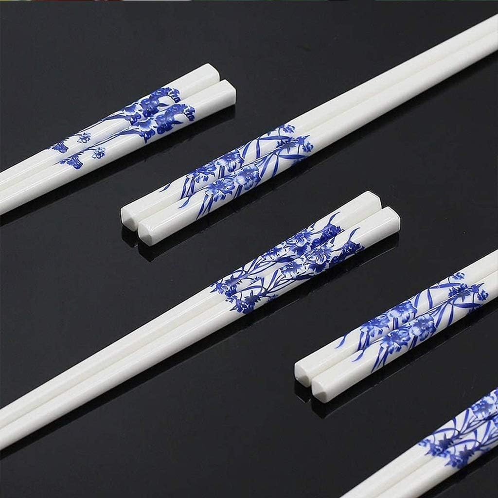 baguette japonaise cooking chopsticks Baguettes, 10 paires de baguettes réutilisables en céramique, ensemble cadeau de baguettes en porcelaine chinoise avec boîte-cadeau,(Color:3,Size:)