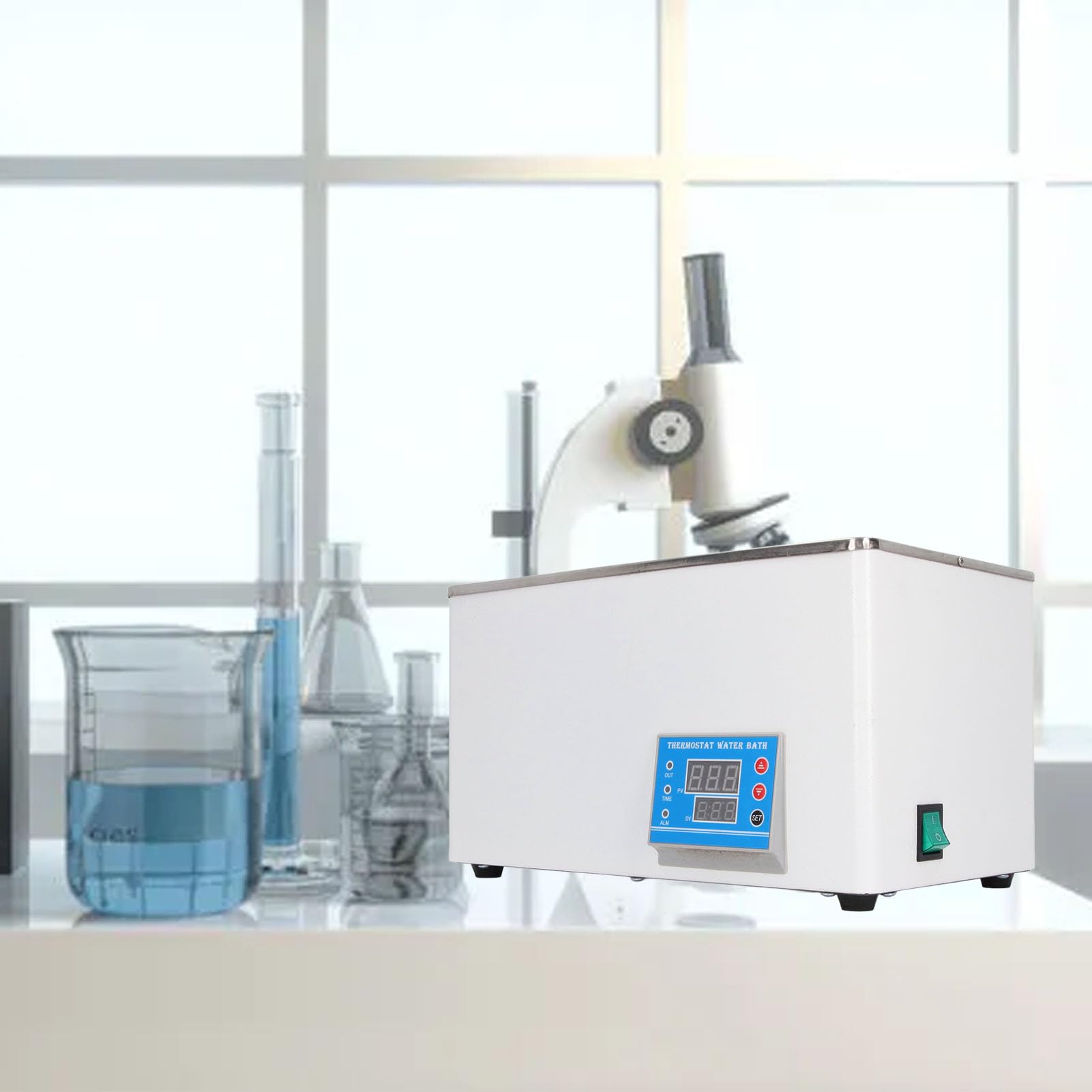 Baño María Termostático, Calentador de Agua Digital para Evitar Derrames, Alta Precisión, Fácil de Limpiar, Alta Sensibilidad con 2 Aberturas para Laboratorio (Enchufe europeo