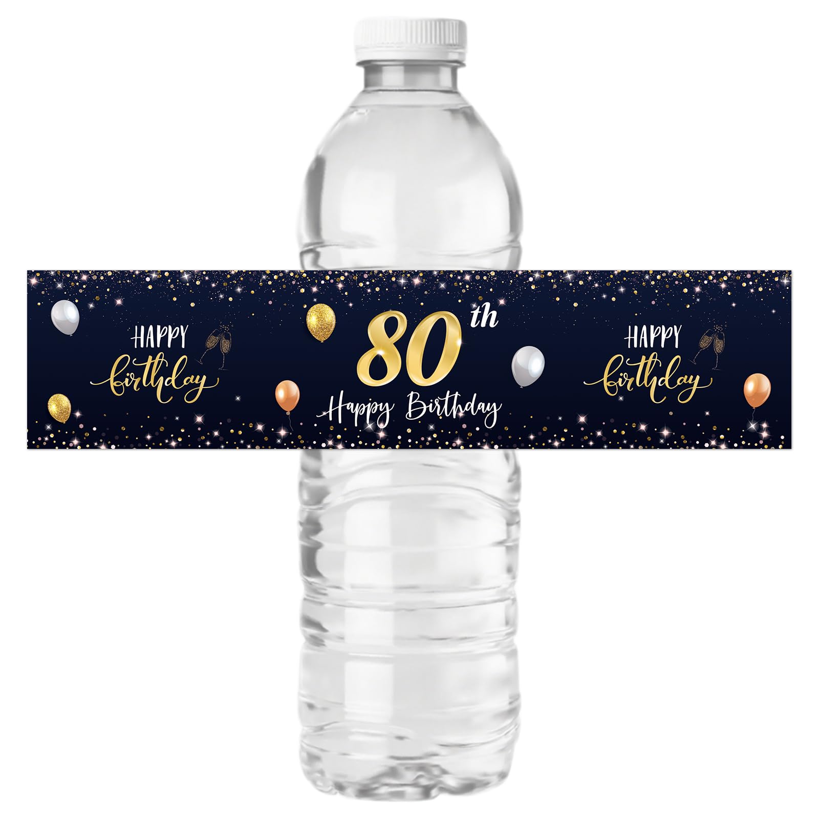 Foliora 80Th Blue Happy 80Th Birthday Bottle Labels Stickers Cheers To 80 Years Party Wine Bottle Wrappers 80 Birthday Anniversary Famliy Party Lables Favor Decoration Supplies Waterproof Blue Gold 32 Stickers
