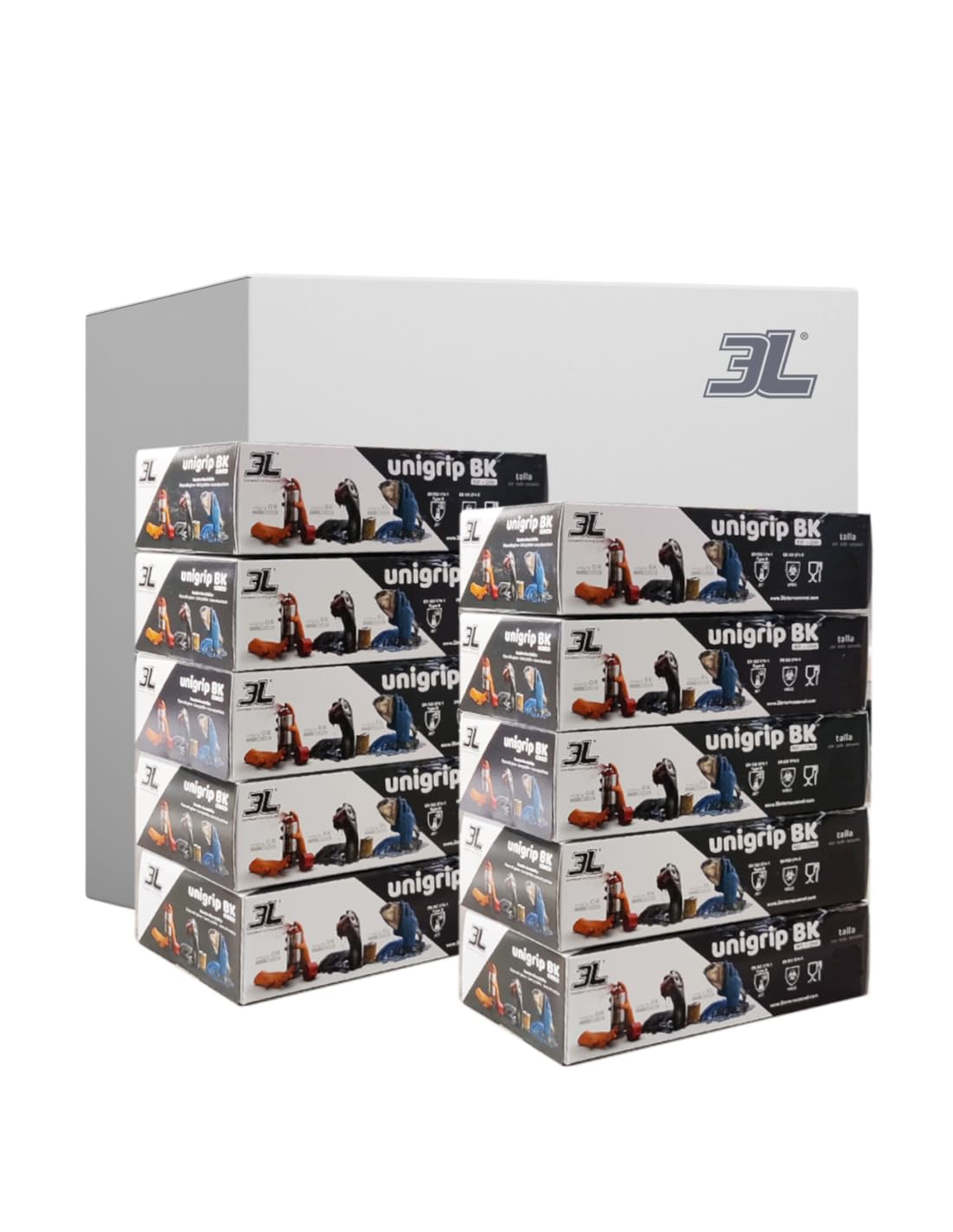 3L - PACK 10 CAJAS GUANTES DE NITRILO TEXTURIZADO UNIGRIP BK 50 uds - Talla L