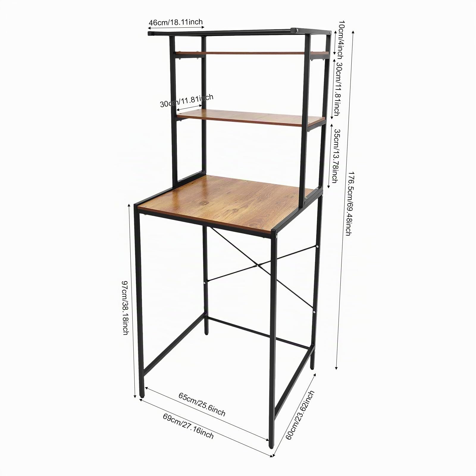 Scaffale per lavatrice, in metallo, per bagno, per lavatrice, con 3 ripiani, 69 x 60 x 176 cm, colore: nero